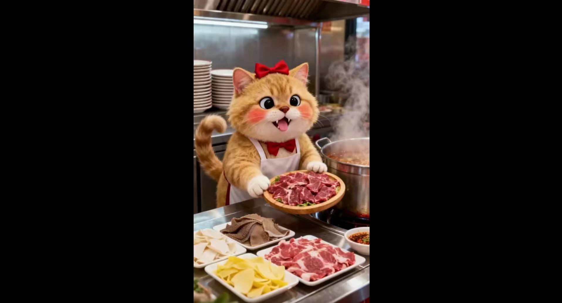 动画大肥橘猫做菜打工视频-创课AI工作流